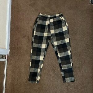 Plaid Kids Bottoms in Black and Cream